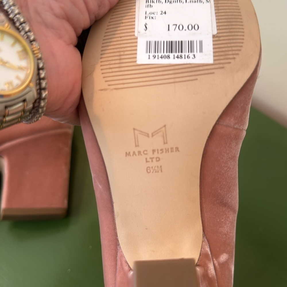 Marc Fisher Blush Pink Velvet Ankle Strap Pumps - Picture 7 of 8